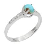 انگشتر فیروزه نیشابوری نقره زنانه طرح آمنه