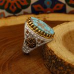 انگشتر فیروزه نیشابوری نقره مردانه طرح یا علی (ع) - Image 3