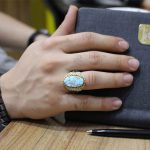 انگشتر فیروزه نیشابوری نقره مردانه طرح یا علی (ع) - Image 4