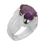 انگشتر آمیتیست نقره مردانه دست ساز طرح رندان