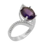 انگشتر آمیتیست الماس تراش نقره زنانه طرح فائزه