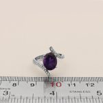 انگشتر آمیتیست الماس تراش نقره زنانه طرح فائزه - Image 4