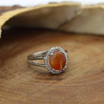 انگشتر عقیق سرخ یمنی نقره زنانه طرح بارانا - Image 2