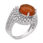 انگشتر عقیق سرخ یمنی نقره زنانه طرح ملانی