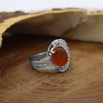 انگشتر عقیق سرخ یمنی نقره زنانه طرح ملانی - Image 3