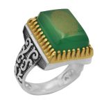 انگشتر عقیق سبز نقره مردانه طرح ثاقب + حرز امام جواد (ع) + آیت الکرسی