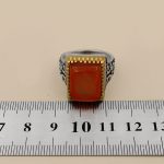 انگشتر عقیق سرخ نقره مردانه طرح ثاقب + حرز امام جواد (ع) + آیت الکرسی - Image 5