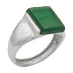 انگشتر عقیق سبز نقره مردانه طرح صائب