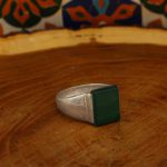 انگشتر عقیق سبز نقره مردانه طرح صائب - Image 2