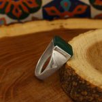 انگشتر عقیق سبز نقره مردانه طرح صائب - Image 3