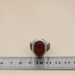 انگشتر عقیق سرخ نقره مردانه دست ساز طرح مهران + حرز امام جواد (ع) - Image 5