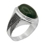 انگشتر عقیق سبز نقره مردانه دست ساز طرح محمود + حرز امام جواد (ع)