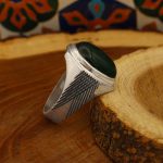 انگشتر عقیق سبز نقره مردانه دست ساز طرح محمود + حرز امام جواد (ع) - Image 2