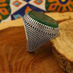 انگشتر عقیق سبز نقره مردانه طرح حامد + حرز امام جواد (ع) + آیت الکرسی - Image 2