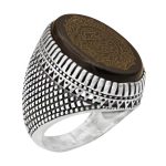 انگشتر عقیق مشکی نقره مردانه طرح حامد + حرز امام جواد (ع) + آیت الکرسی