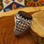 انگشتر عقیق مشکی نقره مردانه طرح یوحنا + حرز امام جواد (ع) + آیت الکرسی - Image 3