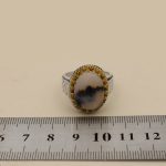 انگشتر عقیق شجر نقره مردانه طرح دورطلایی رحمان - Image 5