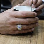 انگشتر عقیق شجر نقره مردانه طرح دورطلایی عطار - Image 4