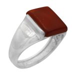 انگشتر عقیق سرخ نقره مردانه طرح صائب