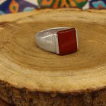 انگشتر عقیق سرخ نقره مردانه طرح صائب - Image 2