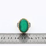 انگشتر عقیق سبز نقره مردانه طرح دورطلایی یا زهراء 2 - Image 5