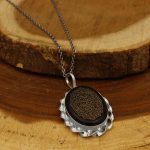 گردنبند عقیق مشکی نقره مردانه و زنانه دست ساز طرح پیچک + حرز امام جواد (ع) + آیت الکرسی - Image 2