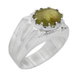 انگشتر زبرجد الماس تراش نقره مردانه دست ساز طرح اورکا