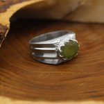 انگشتر زبرجد الماس تراش نقره مردانه دست ساز طرح اورکا - Image 2