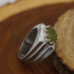 انگشتر زبرجد الماس تراش نقره مردانه دست ساز طرح اورکا - Image 4