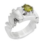 انگشتر زبرجد الماس تراش نقره مردانه دست ساز طرح شباهنگ