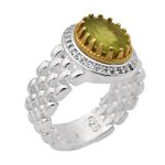 انگشتر زبرجد الماس تراش نقره مردانه طرح حسام