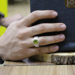 انگشتر زبرجد الماس تراش نقره مردانه طرح حسام - Image 4