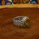 انگشتر زبرجد الماس تراش نقره مردانه طرح حسام - Image 3