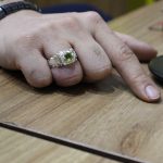 انگشتر زبرجد الماس تراش نقره مردانه دست ساز طرح سهراب - Image 4