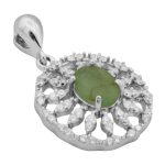 گردنبند زمرد الماس تراش نقره زنانه طرح هیلاری