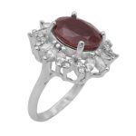 انگشتر یاقوت سرخ الماس تراش نقره زنانه طرح مهناز