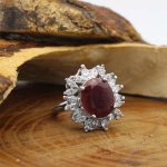 انگشتر یاقوت سرخ الماس تراش نقره زنانه طرح مهناز - Image 2