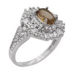 انگشتر الکساندریت الماس تراش نقره زنانه طرح ثمن