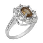 انگشتر الکساندریت الماس تراش نقره زنانه طرح رازیانه