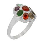 انگشتر چند سنگ نقره زنانه دست ساز طرح مینو + حرز امام جواد (ع)