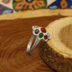 انگشتر چند سنگ نقره زنانه دست ساز طرح مینو + حرز امام جواد (ع) - Image 3