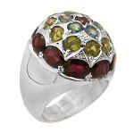 انگشتر چند سنگ نقره مردانه دست ساز طرح فاخر شهریار