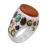 انگشتر چند سنگ نقره مردانه دست ساز طرح عابد