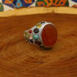 انگشتر چند سنگ نقره مردانه دست ساز طرح عابد - Image 2