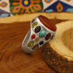 انگشتر چند سنگ نقره مردانه دست ساز طرح عابد - Image 3