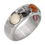 انگشتر چند سنگ نقره مردانه دست ساز طرح صادق