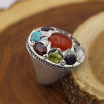 انگشتر چند سنگ نقره مردانه دست ساز طرح فاخر مبارک - Image 3