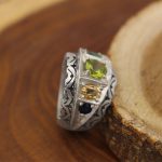 انگشتر چند سنگ نقره مردانه دست ساز طرح میعاد - Image 3