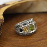 انگشتر چند سنگ نقره مردانه دست ساز طرح میعاد - Image 2