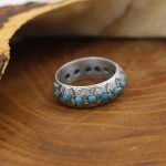 انگشتر فیروزه نیشابوری نقره مردانه دست ساز طرح شاهانه - Image 2